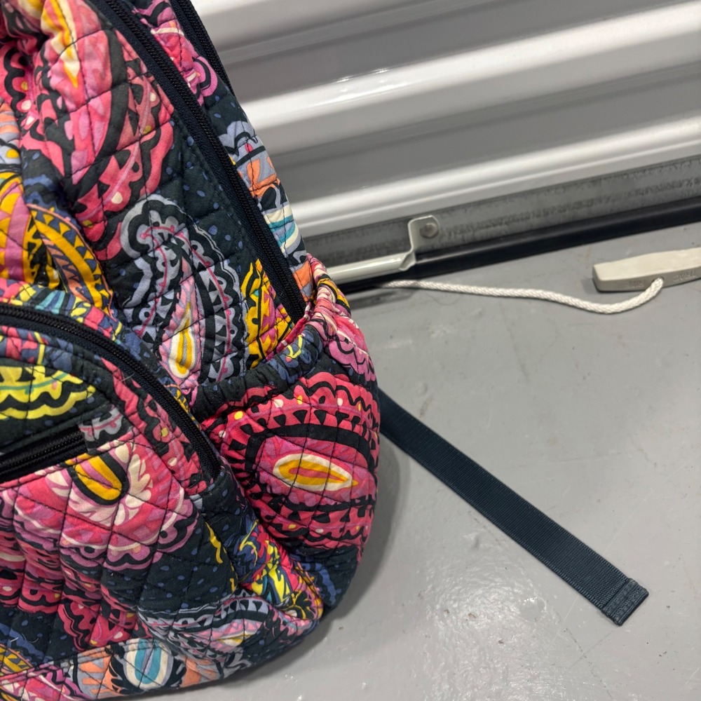 Vera Bradley Campus Backpack Quilted Cotton Multi-Color Paisley Navy Blue - Picture 4 of 7